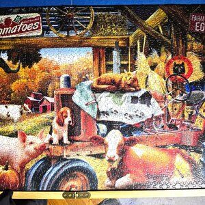Barn House Meeting Jigsaw Puzzle 1000 Pieces SunsOut #28824 Tom Wood 20"H x 27"W